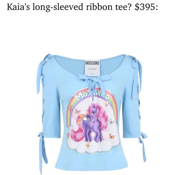Moschino Couture My Little Pony Ribbon Tee with Lace-up Sleeves 10 New with Tags - Picture 4 of 16